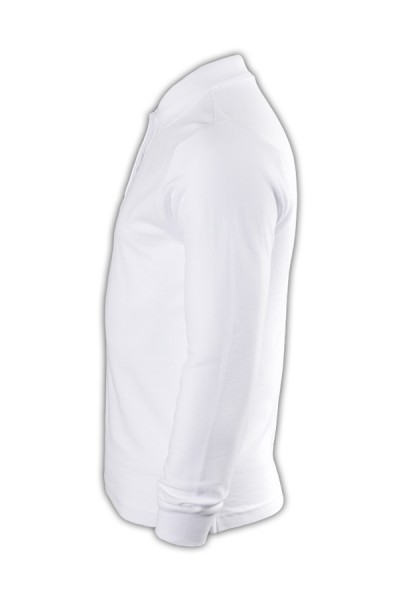 SKLPS001 pure colour plain color white 001 long sleeved en' s Polo shirt 1AD01 offering order online order DIY personal design group team LOGO polo shirts Hong Kong company shirt supplier price side view